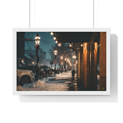 Downtown Bethlehem P.A. (Limited Edition) Winter Nightscape Framed Poster