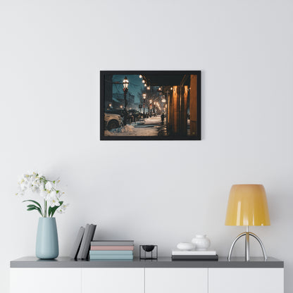 Downtown Bethlehem P.A. (Limited Edition) Winter Nightscape Framed Poster