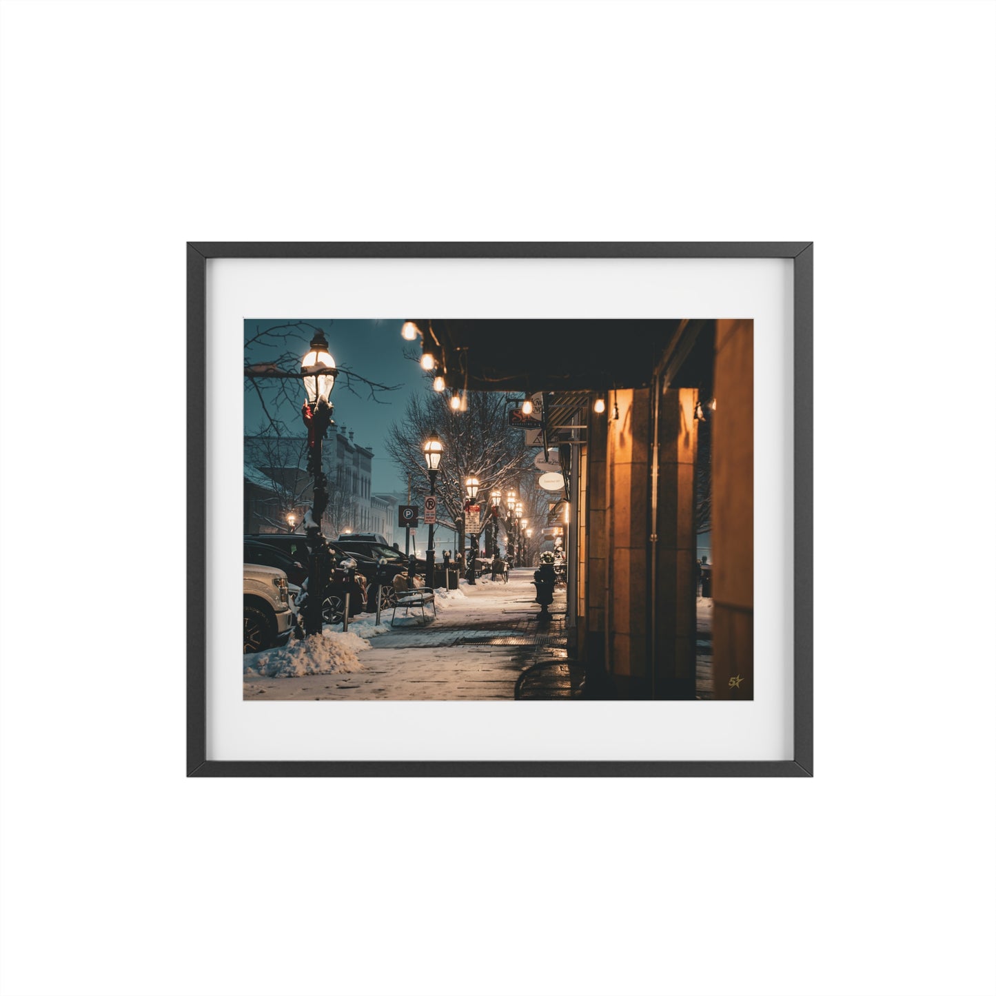 Downtown Bethlehem P.A. (Christmas City) Winter Nightscape Framed Poster