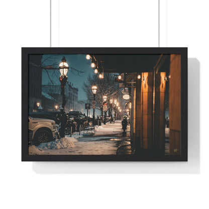 Downtown Bethlehem P.A. (Limited Edition) Winter Nightscape Framed Poster