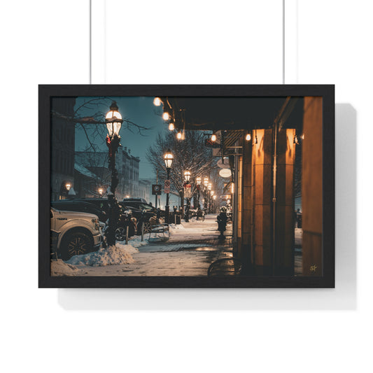 Downtown Bethlehem P.A. (Limited Edition) Winter Nightscape Framed Poster