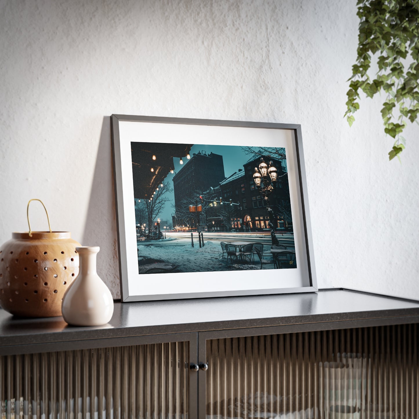 Christmas City Downtown Bethlehem P.A. - Winter Nightscape Framed Poster