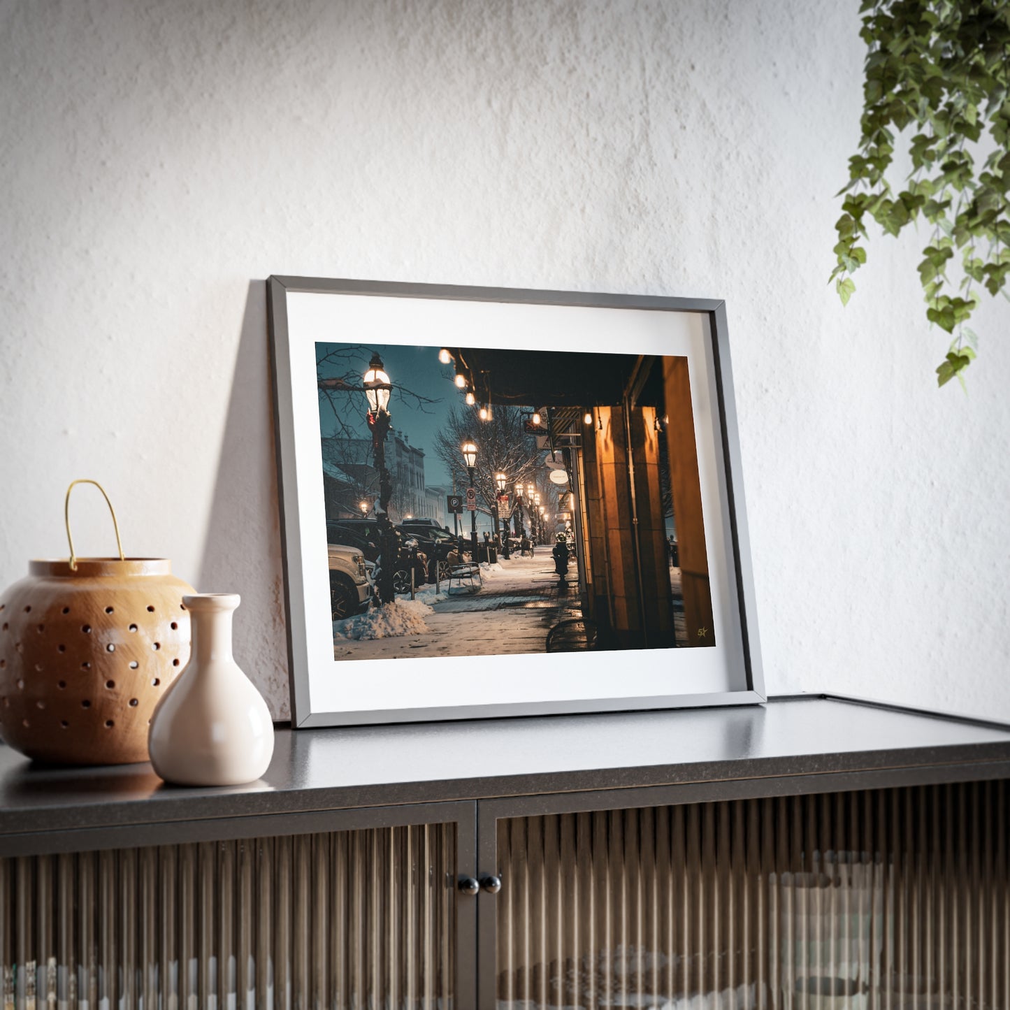 Downtown Bethlehem P.A. (Christmas City) Winter Nightscape Framed Poster
