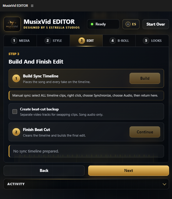 MusixVid EDITOR edit tab preview