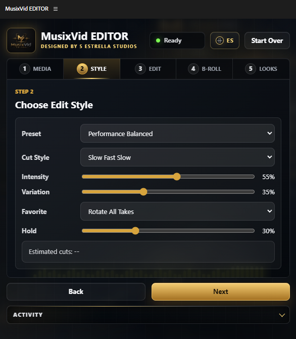 MusixVid EDITOR style tab preview